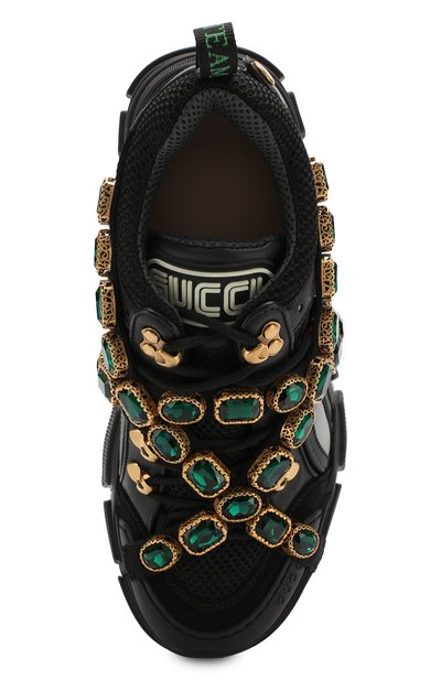 Комбинированные кроссовки flashtrek с отделкой кристаллами GUCCI, арт. 537153/GGZ50, фото 5