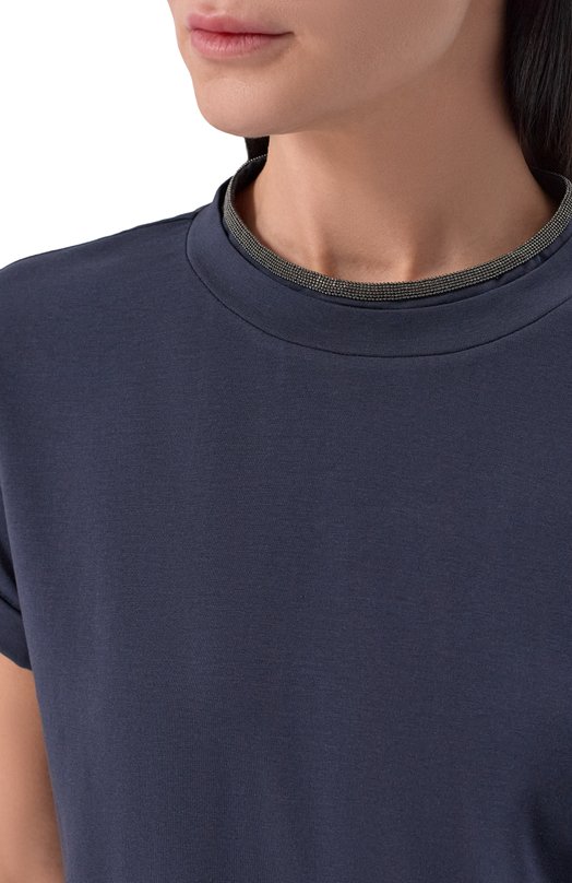 Хлопковая футболка Brunello Cucinelli M0T18BD200 Синий  M0T18BD200 Фото 5