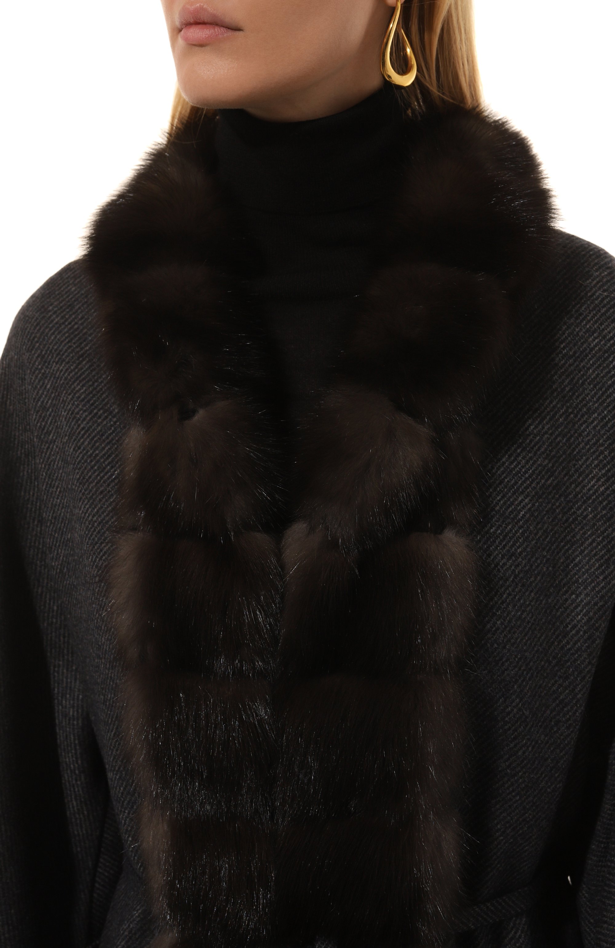 Кашемировое пальто с отделкой из меха соболя SABLEFUR, арт. 72213-SB-10, фото 5