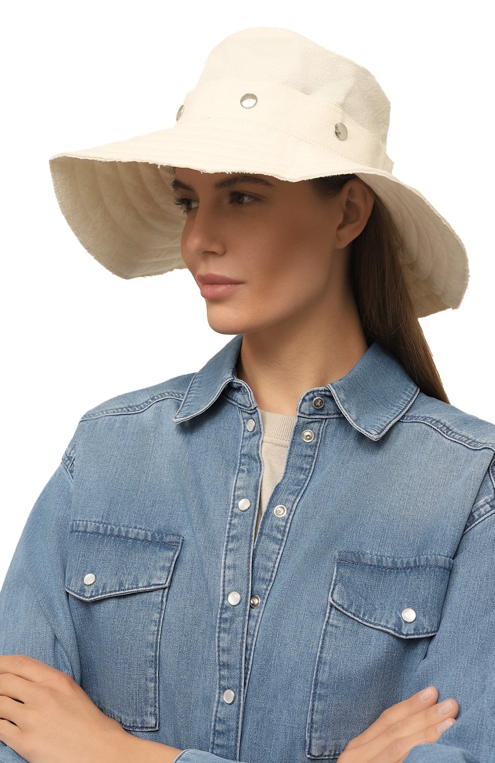 Шляпа из хлопка и льна ISABEL BENENATO кремового цвета по цене 41650 руб., арт. DA11S23, фото 2 Шляпа из хлопка и льна ISABEL BENENATO, арт. DA11S23, фото 2