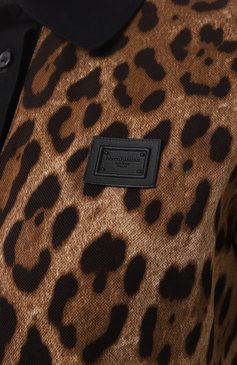 Женское хлопковое поло DOLCE & GABBANA леопардового цвета, арт. F8V33T/HS7KA | Фото 6 (Длина (для топов): Стандартные; Рукава: Короткие; Стили: Гламурный; Материал внешний: Хлопок; Авто�матизация состава: Проставлено; Размерность: Идёт в размер; Автоматизация ТО: Проставлено)