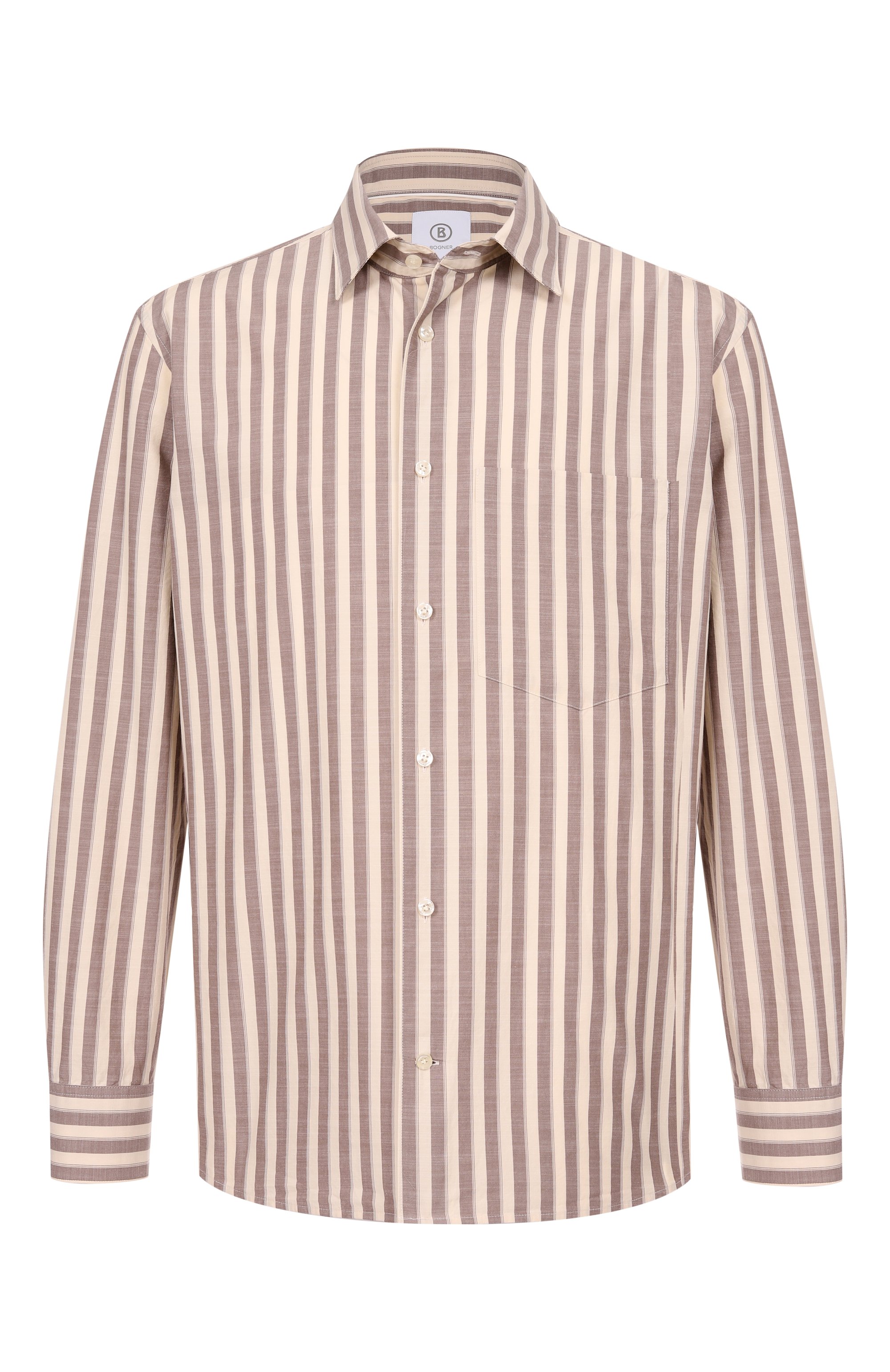 Хлопковая рубашка BOGNER бежевого цвета по цене 24900 руб., арт. 58791224, фото 1 Хлопковая рубашка BOGNER, арт. 58791224, фото 1