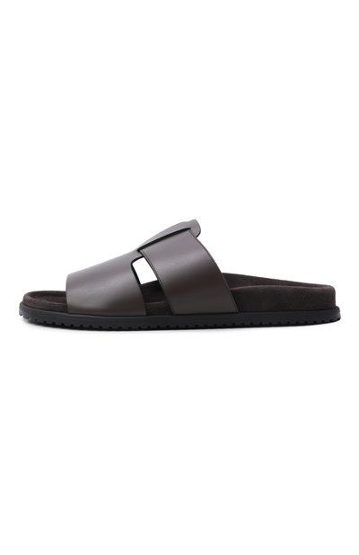 Кожаные шлепанцы DOLCE & GABBANA темно-коричневого цвета по цене 85700 руб., арт. A80570/A0118, фото 3 Кожаные шлепанцы DOLCE & GABBANA, арт. A80570/A0118, фото 3