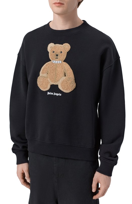 Хлопковый свитшот Palm Angels PMBA08HS26FLE009 Чёрный  PMBA08HS26FLE009 Фото 3