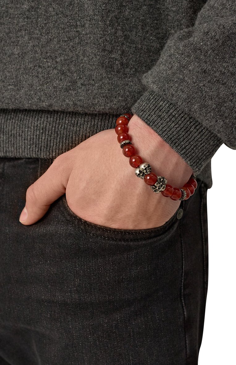 Мужской браслет ad infinitum GL JEWELRY красного цвета, арт. PB754 | Фото 2 (Нос: Не проставлено; Региональные ограничения белый список (Axapta Mercury): Не проставлено; Материал: Серебро, Камень)