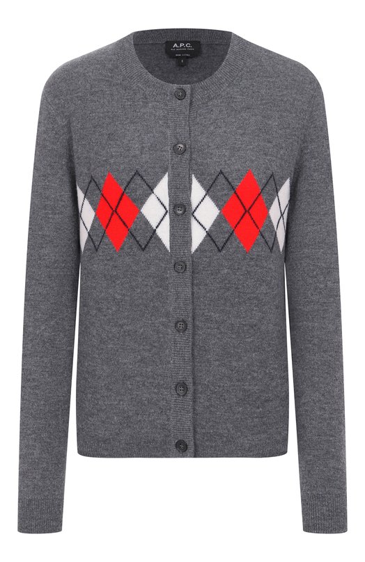 Шерстяной кардиган A.P.C. F22333/WVBDR Серый F22333/WVBDR
