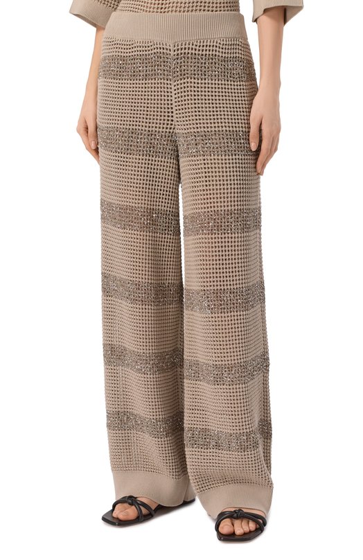 Хлопковые брюки Brunello Cucinelli M58772889 Бежевый  M58772889 Фото 3