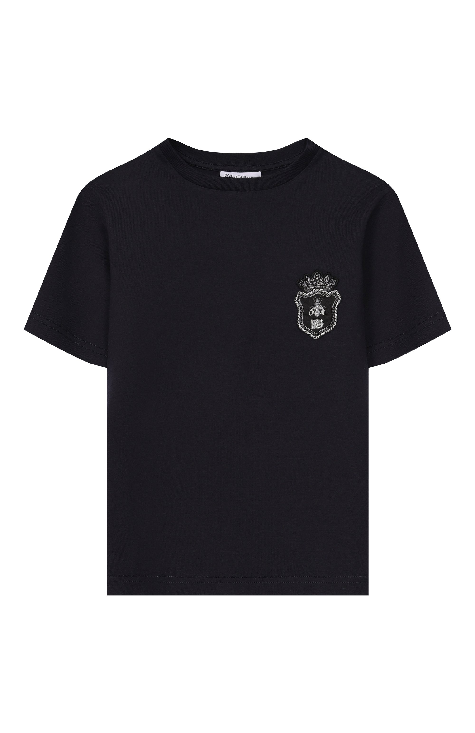 Хлопковая футболка DOLCE & GABBANA темно-синего цвета по цене 23600 руб., арт. L4JTHU/G7PMI, фото 1 Хлопковая футболка DOLCE & GABBANA, арт. L4JTHU/G7PMI, фото 1