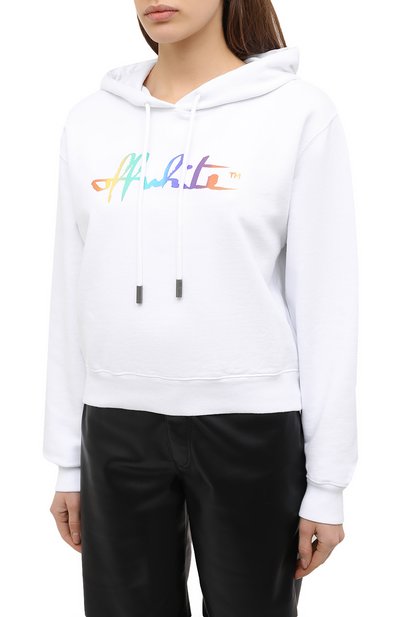 Хлопковое худи OFF-WHITE белого цвета по цене 62200 руб., арт. 0WBB016F20JER0010184, фото 3 Хлопковое худи OFF-WHITE, арт. 0WBB016F20JER0010184, фото 3