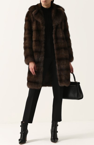 Шуба прямого кроя с отложным воротником из меха соболя VALENTINO, арт. NF3FA287/3AF, фото 2