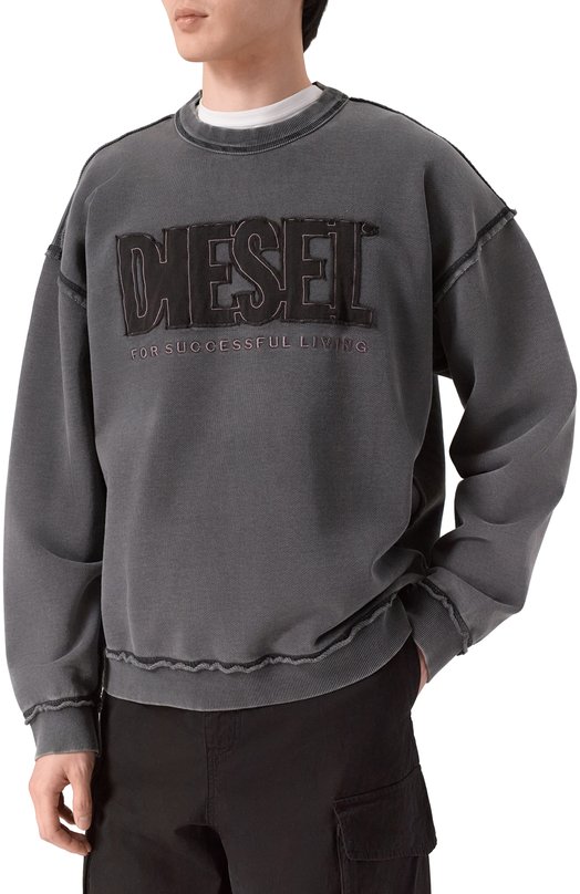Хлопковый свитшот Diesel A20463/0KMAG Серый  A20463/0KMAG Фото 3