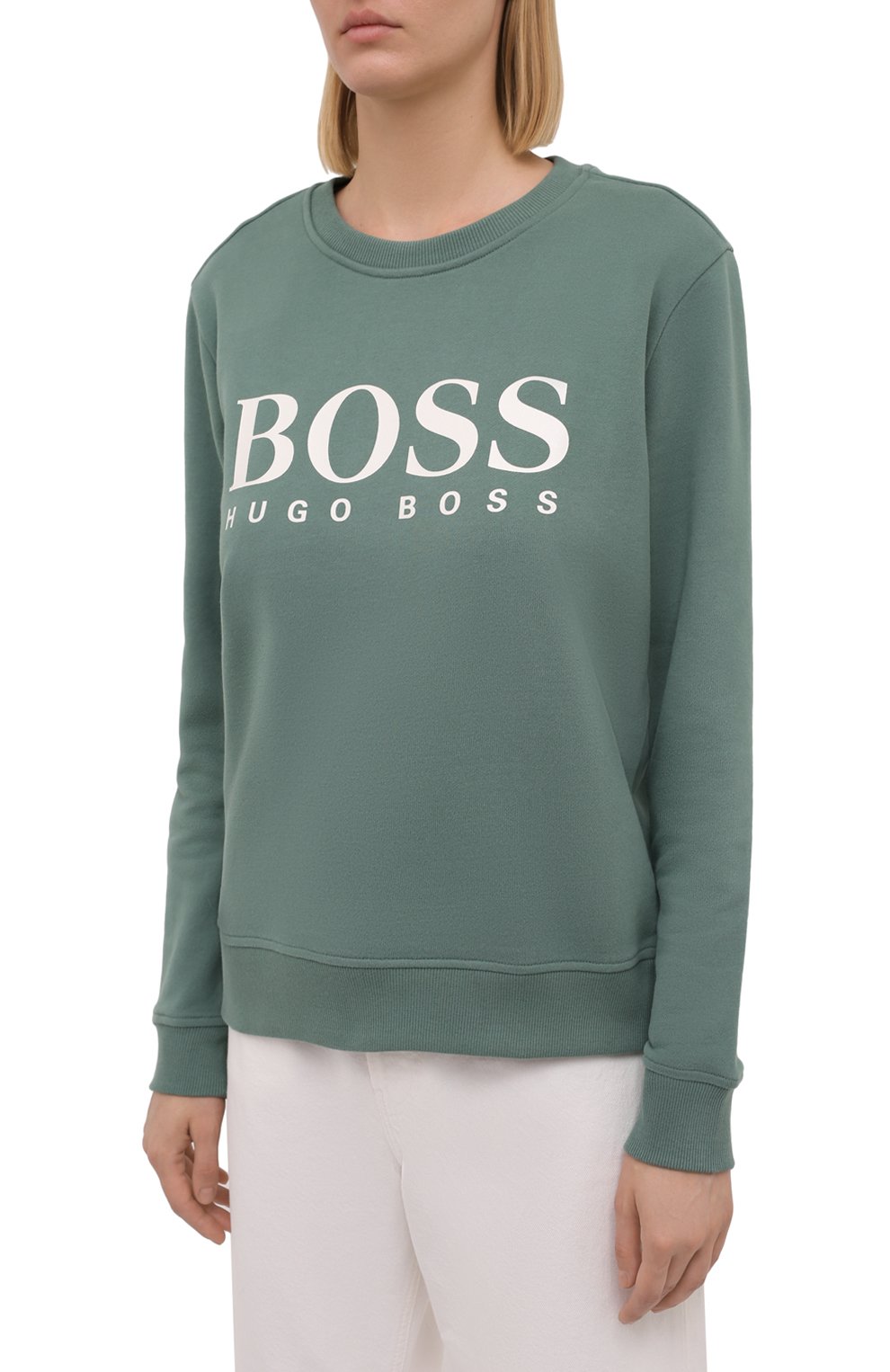 Хлопковый свитшот BOSS зеленого цвета по цене 12700 руб., арт. 50455351, фото 3 Хлопковый свитшот BOSS, арт. 50455351, фото 3