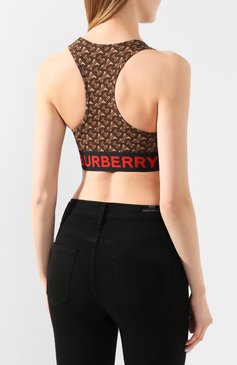 Женский топ BURBERRY коричневого цвета, арт. 8024663 | Фото 4 (Кросс-КТ: без рукавов; Материал внешний: Синтетический материал; Материал сплава: Проставлено; Рукава: Без рукавов; Драгоценные камни: Проставлено; Длина (для топов): Укороченные; Статус проверки: Проверена категория)