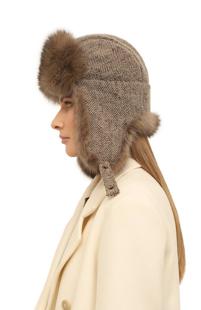 Кашемировая шапка-ушанка с отделкой из меха соболя BLACK SABLE, арт. BS-005F12/MW, фото 2