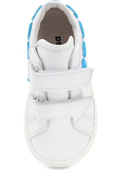 Кожаные кеды с застежками велькро и вышивкой DSQUARED2 белого цвета по цене 23300 руб., арт. 54097/16-27, фото 4 Кожаные кеды с застежками велькро и вышивкой DSQUARED2, арт. 54097/16-27, фото 4