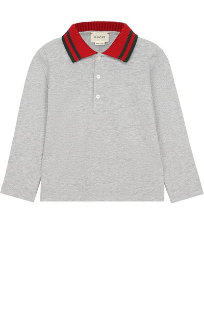 Поло из хлопка с контрастным воротником и длинными рукавами GUCCI, арт. 430964/X5B70, фото 1
