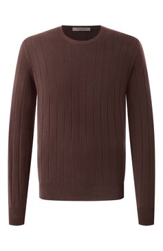 Мужской хлопковый джемпер CORNELIANI коричневого цвета, арт. 25M513-2525153 | Фото 1 (Материал сплава: Проставлено; Рукава: Длинные; Драгоценные камни: Проставлено; Длина (для топов): Стандартные; Мужское Кросс-КТ: Джемперы; Принт: Без принта; Стили: Кэжуэл; Вырез: Круглый; Материал внешний: Хлопок)