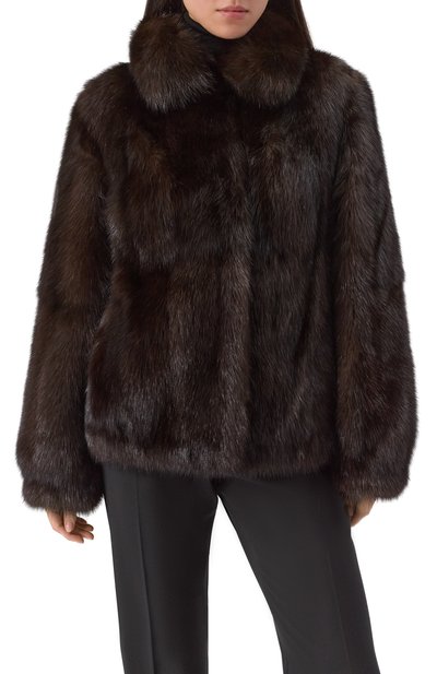 Шуба из соболя MANZONI24 темно-коричневого цвета по цене 3965000 руб., арт. 25M1598-ZFST, фото 3 Шуба из соболя MANZONI24, арт. 25M1598-ZFST, фото 3