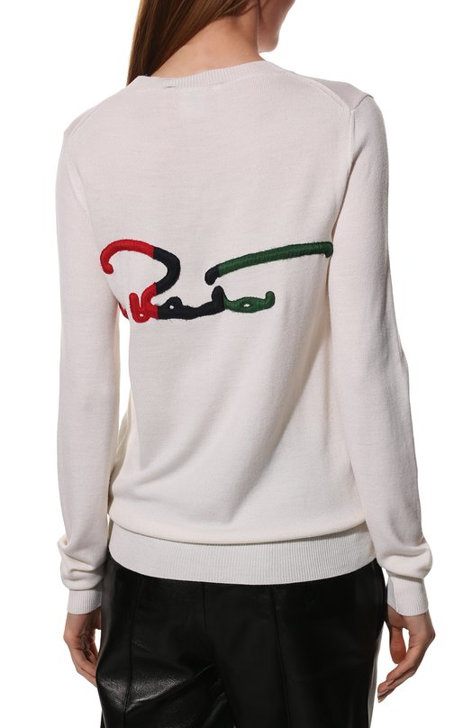 Шерстяной пуловер Oscar de la Renta Кремовый, фото 4