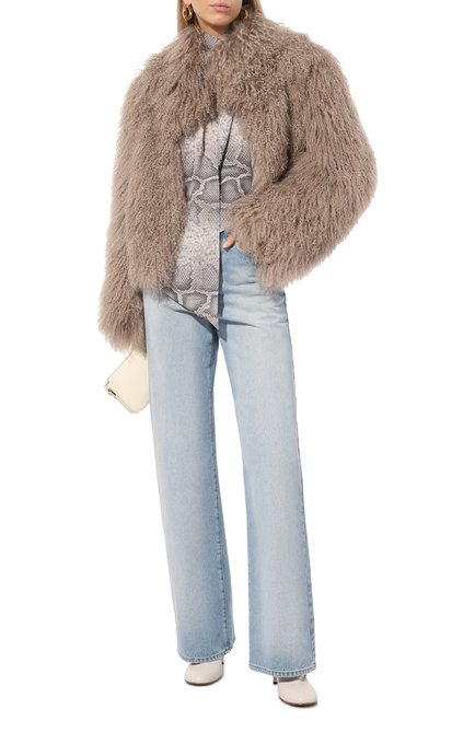 Женские джинсы DRIES VAN NOTEN голубого цвета, арт. 242-010929-9391 | Фото 2 (Драгоценные камни: Проставлено; Длина (брюки, джинсы): Удлиненные; Материал внешний: Хлопок; Материал сплава: Проставлено)