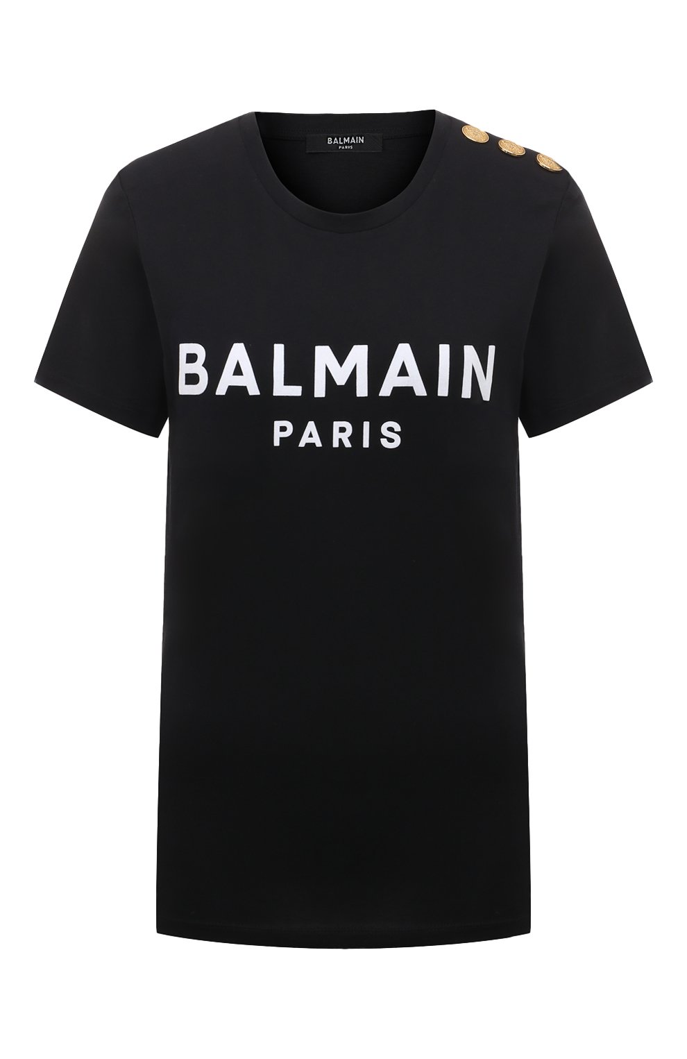 Хлопковая футболка BALMAIN черного цвета по цене 49650 руб., арт. YF1EF005BB37, фото 1 Хлопковая футболка BALMAIN, арт. YF1EF005BB37, фото 1