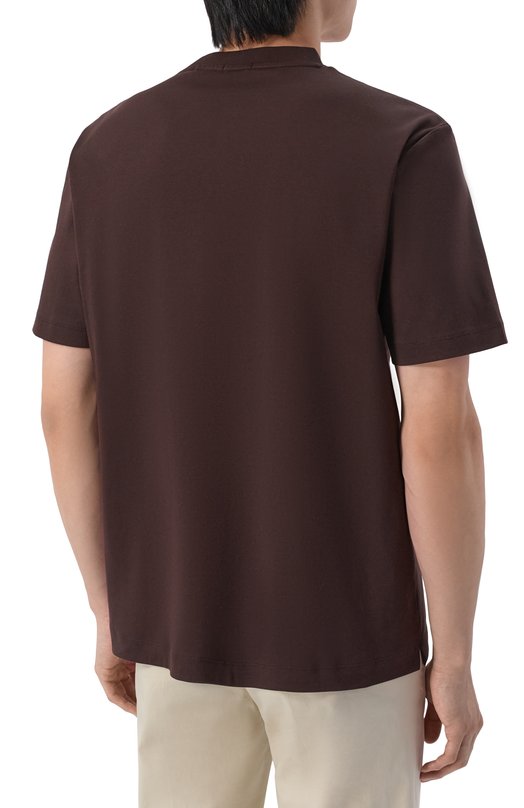 Хлопковая футболка BOSS 50555844 Коричневый  50555844 Фото 4