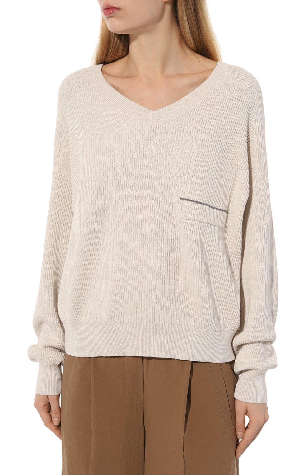 Хлопковый пуловер BRUNELLO CUCINELLI, арт. M1919B1351, фото 3