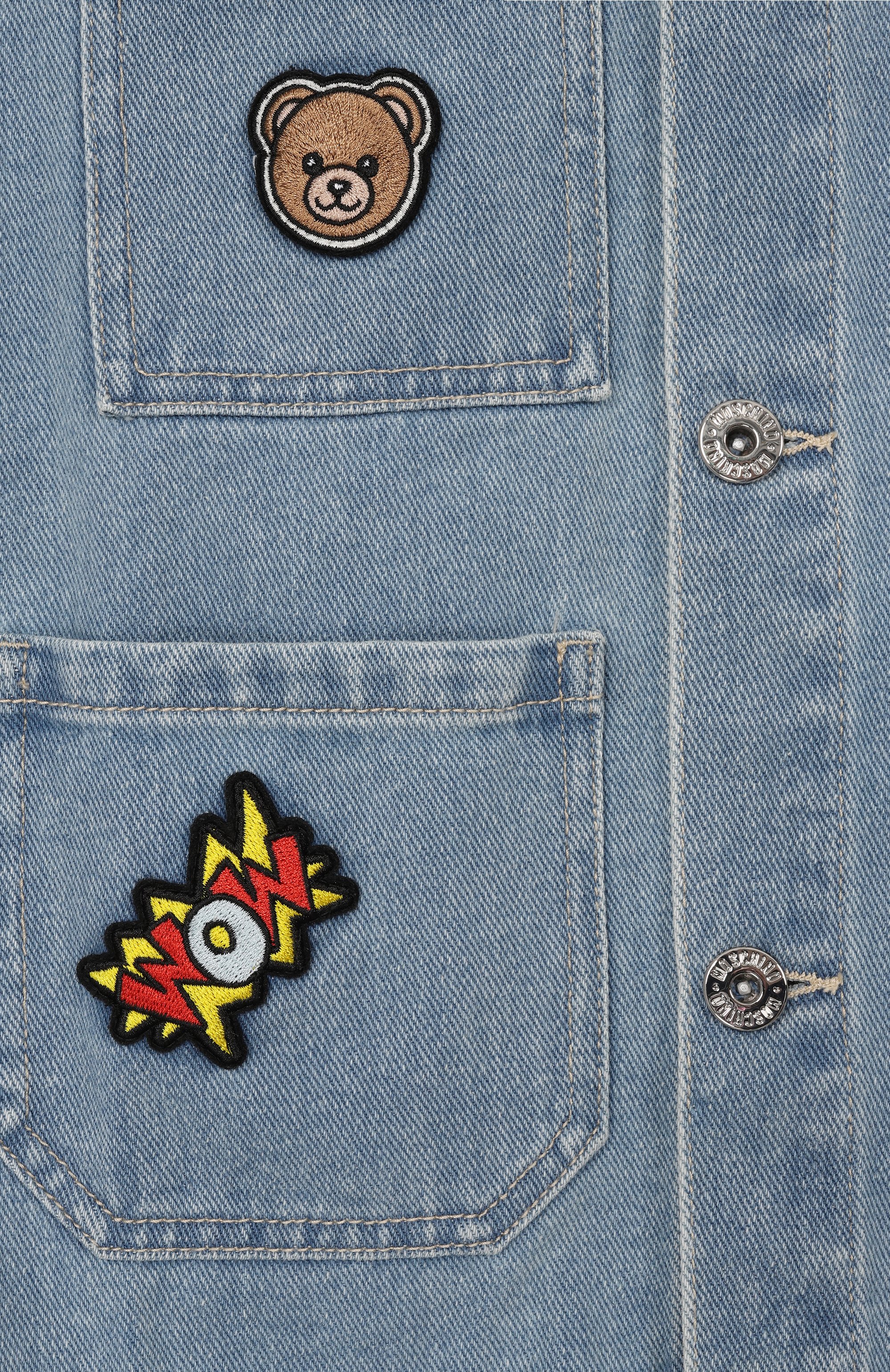 Джинсовый жилет MOSCHINO голубого цвета по цене 29950 руб., арт. HUN001/L0E37, фото 3 Джинсовый жилет MOSCHINO, арт. HUN001/L0E37, фото 3