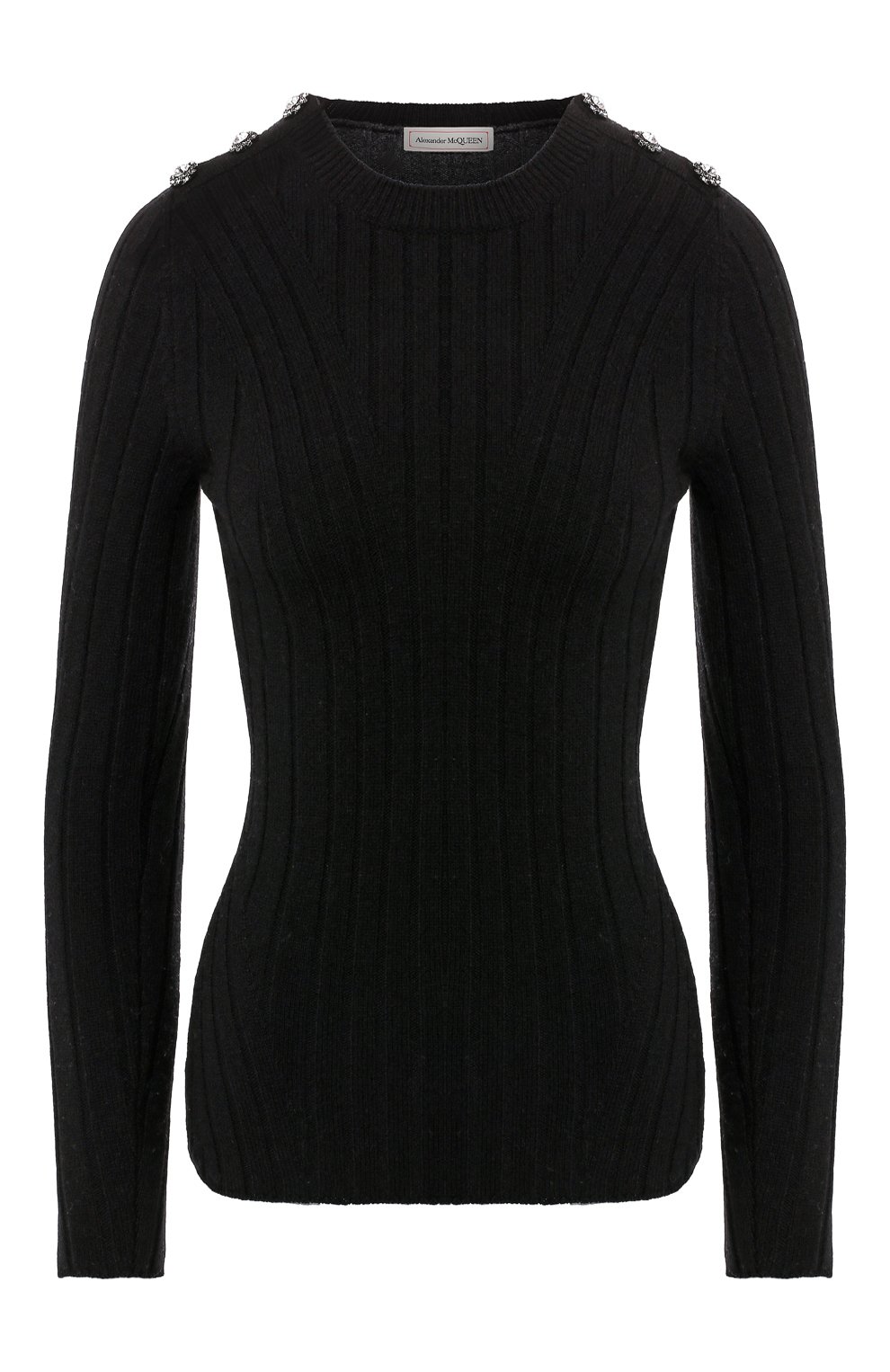 Шерстяной пуловер ALEXANDER MCQUEEN черного цвета по цене 125500 руб., арт. 595023/Q1AK4, фото 1 Шерстяной пуловер ALEXANDER MCQUEEN, арт. 595023/Q1AK4, фото 1
