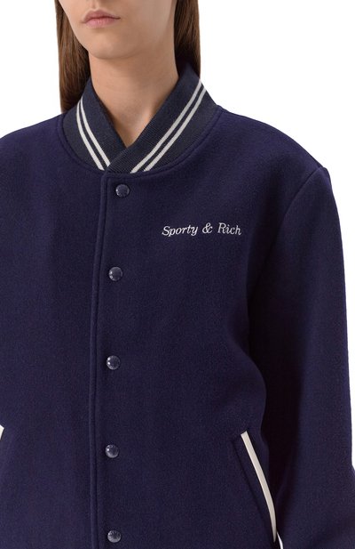 Шерстяной бомбер sporty & rich x hotel du cap-eden-roc SPORTY AND RICH, арт. 0W03160666BL106, фото 5