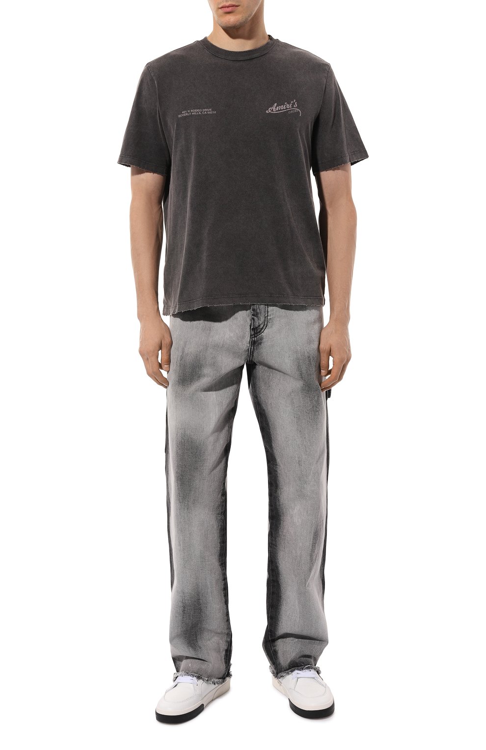 Хлопковая футболка AMIRI темно-серого цвета по цене 68300 руб., арт. AMJYTE1097, фото 2 Хлопковая футболка AMIRI, арт. AMJYTE1097, фото 2