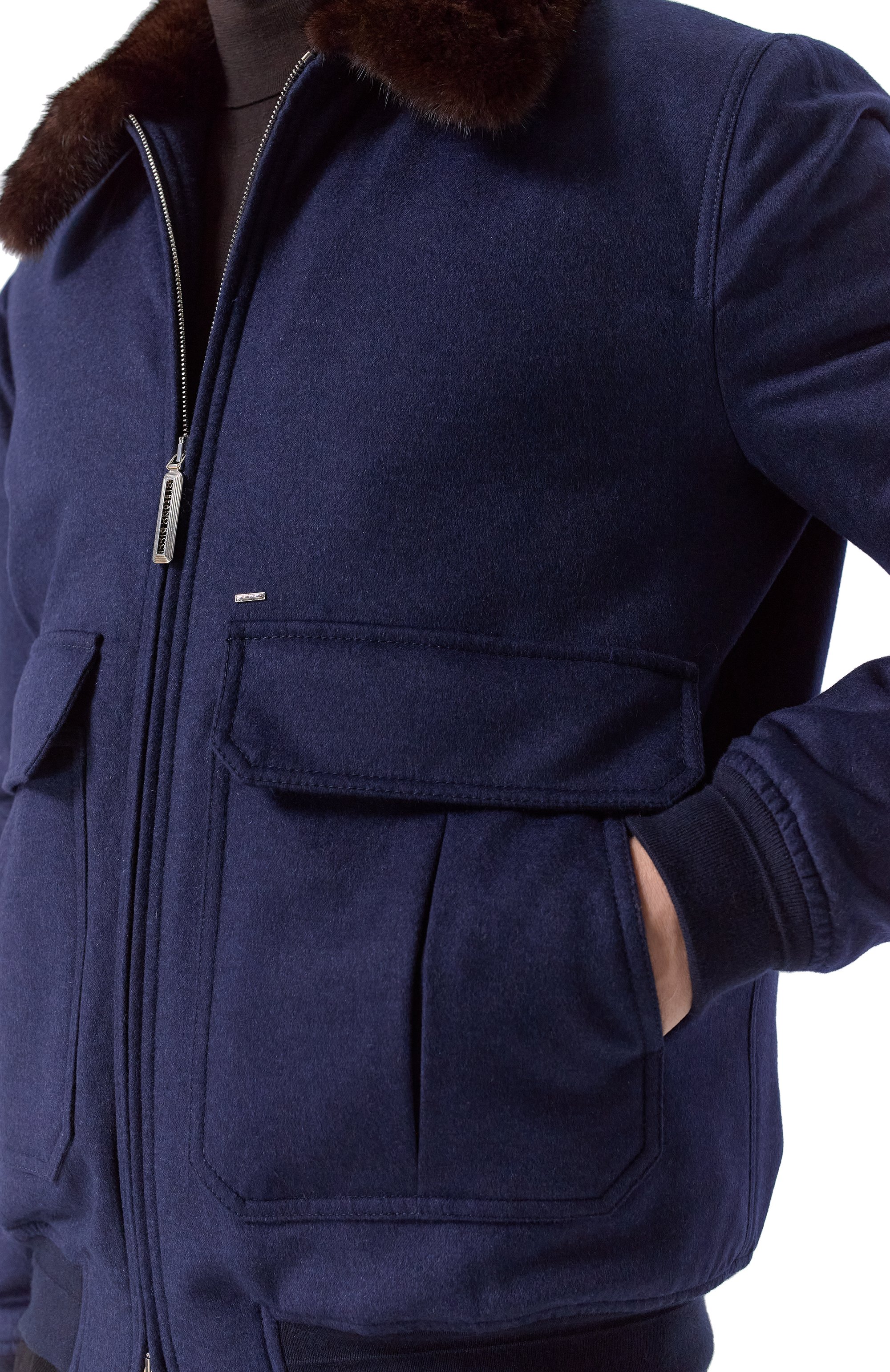 Кашемировый бомбер с воротником из норки STEFANO RICCI, арт. MZJ5300020/C069HC, фото 5