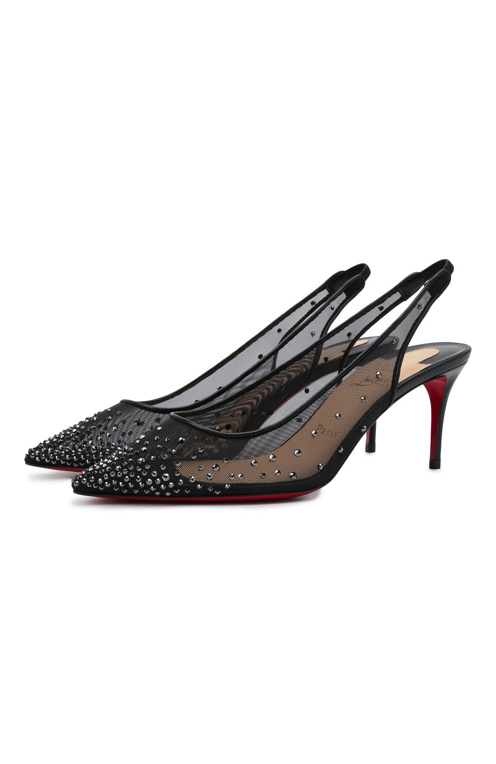 Текстильные туфли follies strass sling 70 CHRISTIAN LOUBOUTIN, арт. 3211178/F0LLIES STRASS SLING 70, фото 1