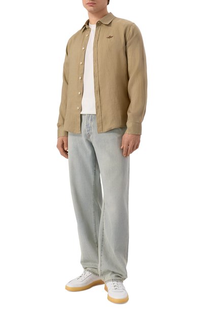 Льняная рубашка AERONAUTICA MILITARE бежевого цвета по цене 18050 руб., арт. CA1321UCT03089, фото 2 Льняная рубашка AERONAUTICA MILITARE, арт. CA1321UCT03089, фото 2