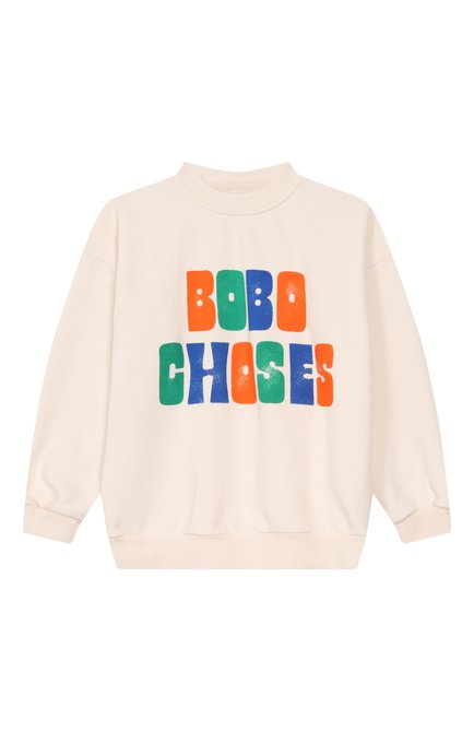 Детский хлопковый свитшот BOBO CHOSES кремвого цвета, арт. B125AC129 | Фото 1 (Материал внешний: Хлопок; Материал сплава: Проставлено; Драгоценные камни: Проставлено; Рукава: Длинные)