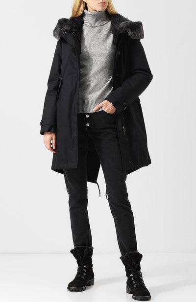 Хлопковая парка с капюшоном из меха кролика WOOLRICH, арт. WWCPS2629/LM10, фото 2