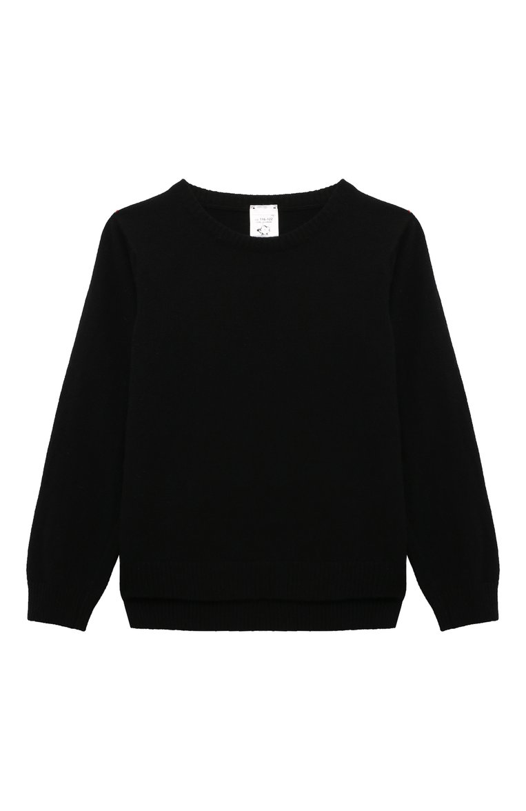 Детская комплект из пуловера и брюк WOOL AND COTTON черного цвета, арт. KRUFP-003 | Фото 2 (Драгоценные камни: Проставлено; Рукава: Длинные; Материал внешний: Шерсть; Материал сплава: Проставлено; Девочки Кросс-КТ: Костюмы-спорт; Ростовка одежда: 6 лет | 116 см)