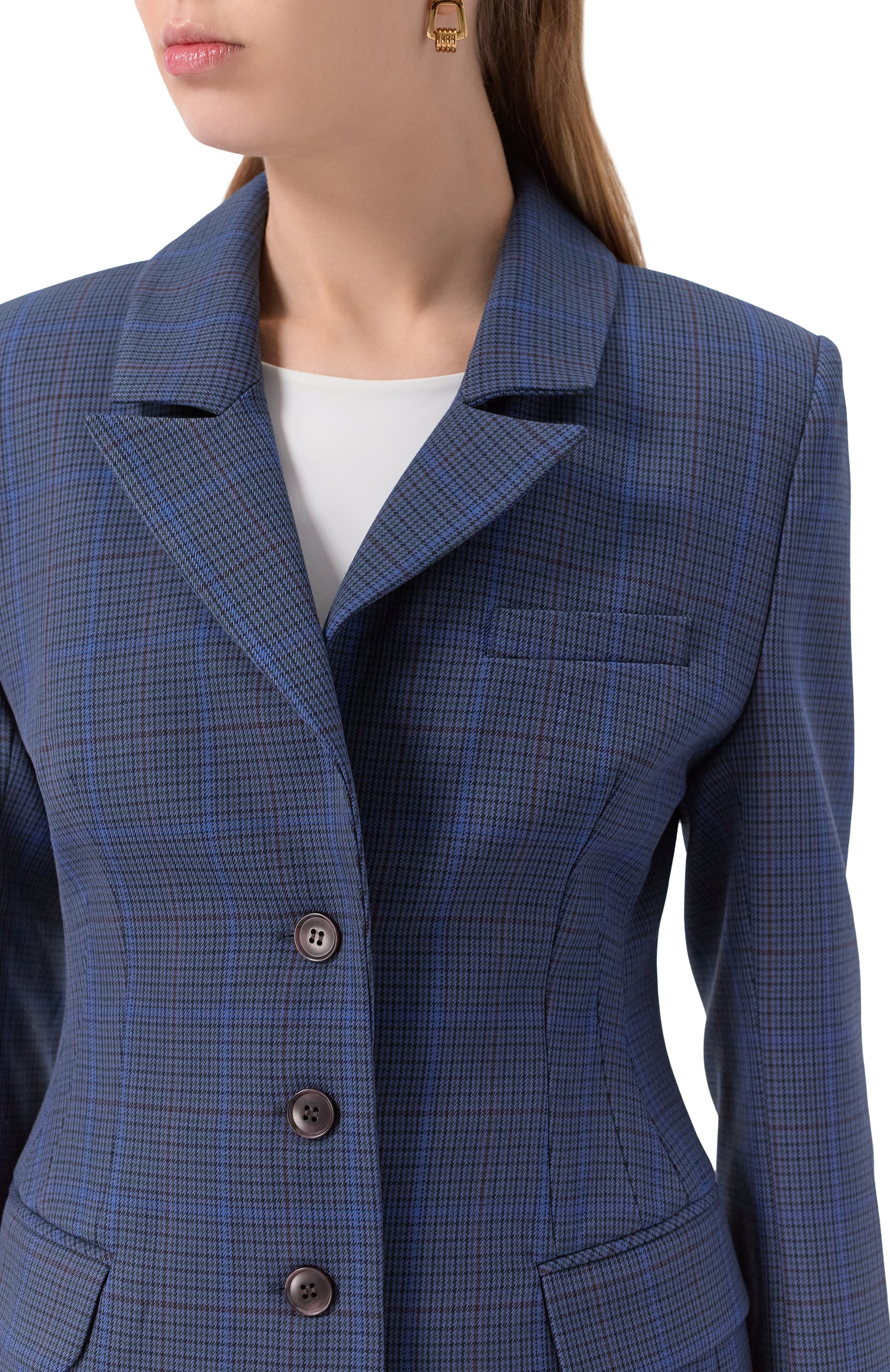 Жакет LESYANEBO синего цвета по цене 54000 руб., арт. LN02H-878_MAE, фото 5 Жакет LESYANEBO, арт. LN02H-878_MAE, фото 5