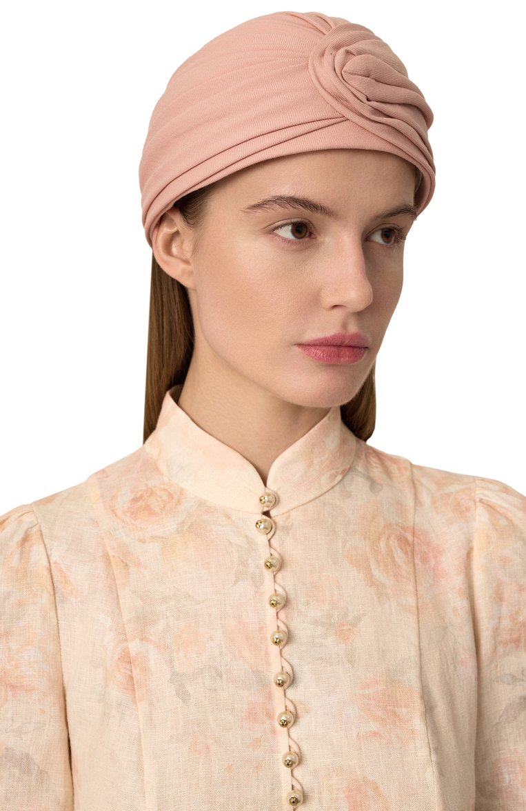 Женс�кая шерстяная шапка-чалма VALENTINO розового цвета, арт. 6W2HH00E/DSE | Фото 2 (Женское Кросс-КТ: Шапка-тюрбан; Материал: Шерсть, Текстиль; Нос: Не проставлено)