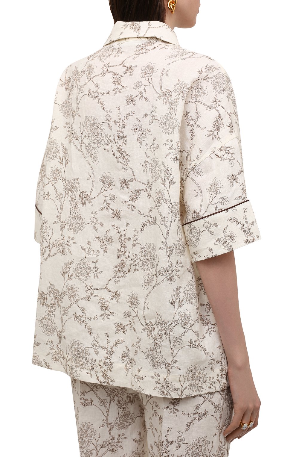 Льняная рубашка ERIKA CAVALLINI кремового цвета по цене 43500 руб., арт. S2/P/P2S010, фото 4 Льняная рубашка ERIKA CAVALLINI, арт. S2/P/P2S010, фото 4