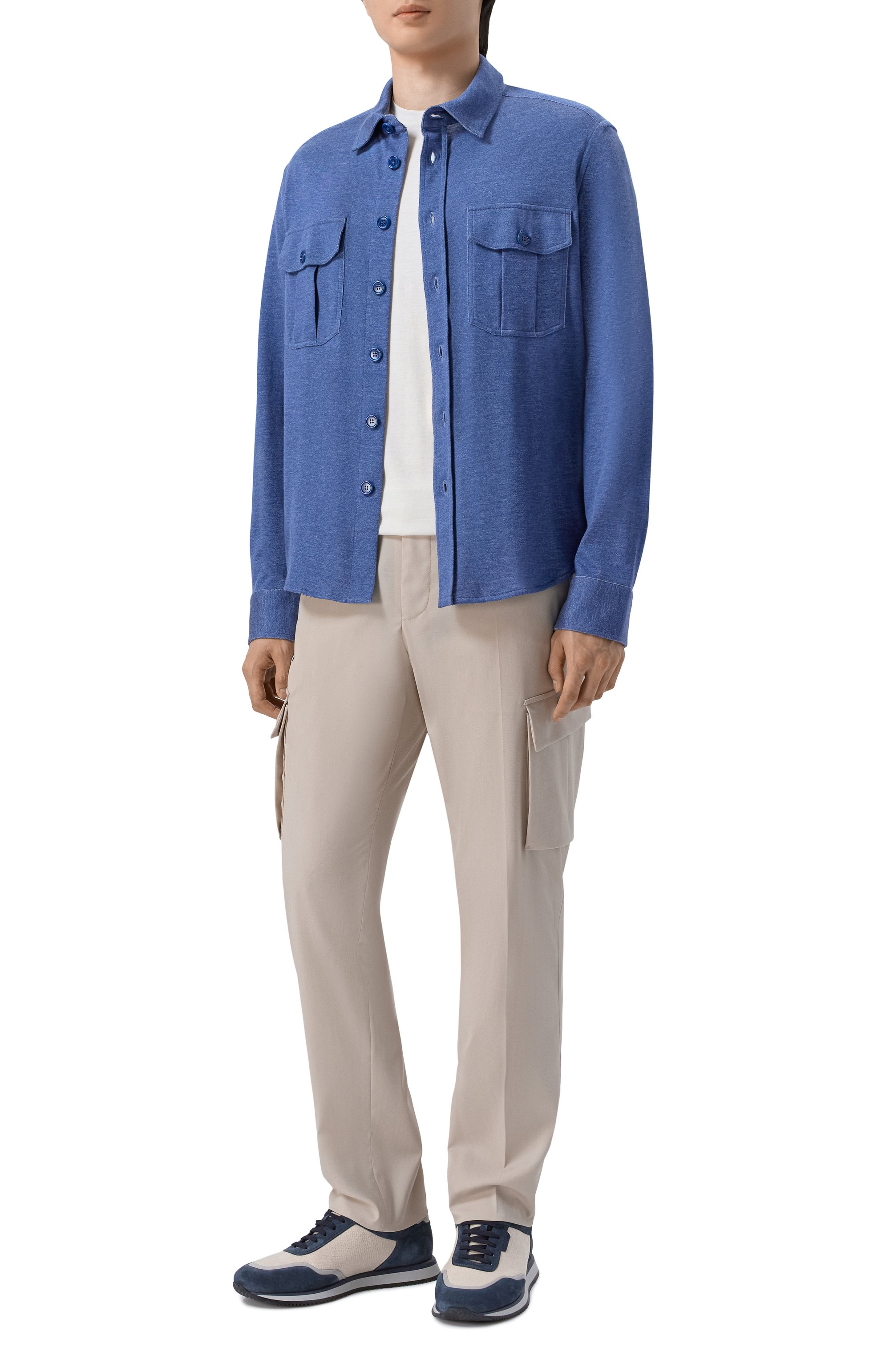 Рубашка из хлопка и шелка BRIONI синего цвета по цене 261500 руб., арт. UJRE0L/PD602, фото 2 Рубашка из хлопка и шелка BRIONI, арт. UJRE0L/PD602, фото 2