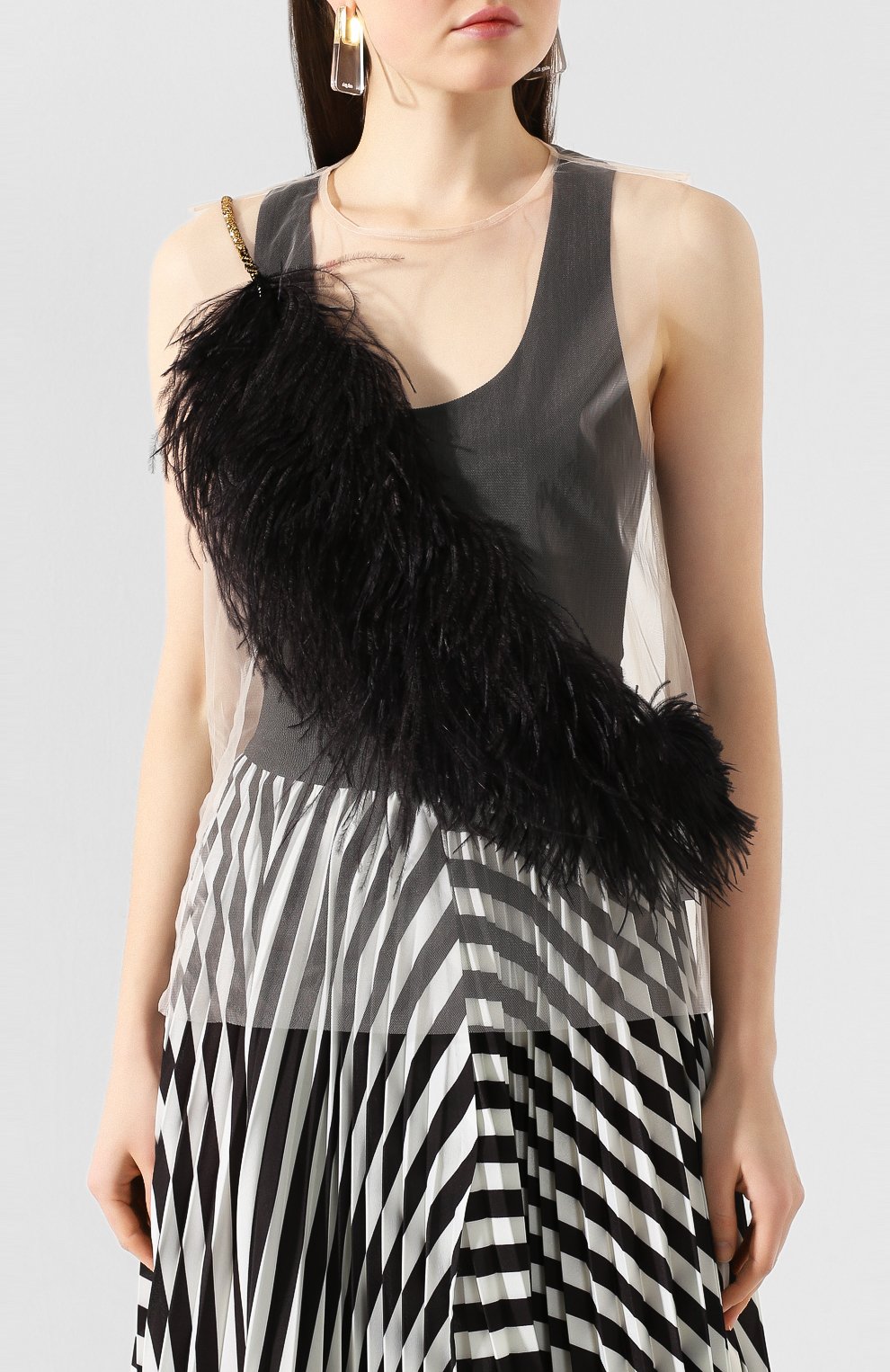 Топ с отделкой перьями DRIES VAN NOTEN, арт. 201-38632-9305, фото 3