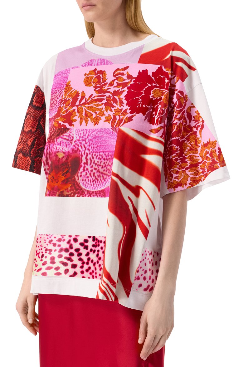 Женская хлопковая футболка DRIES VAN NOTEN разноцветного цвета, арт. 251-011132-1600 | Фото 3 (Рукава: Короткие; Материал внешний: Хлопок; Длина (для топов): Стандартные; Принт: С принтом; Стили: Минимализм)