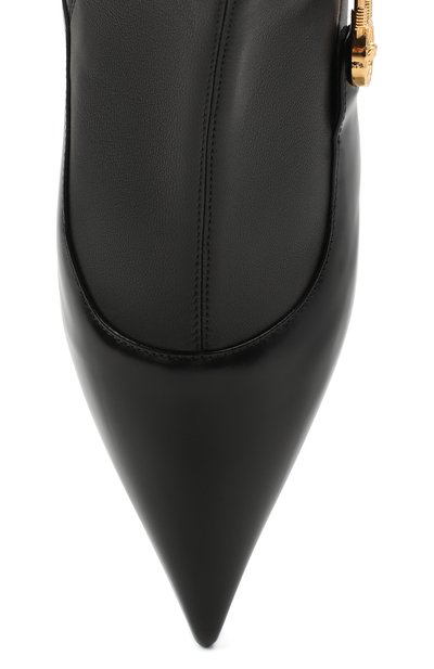 Кожаные ботильоны safety pin VERSACE черного цвета по цене 165000 руб., арт. DST422H/DNA28, фото 5 Кожаные ботильоны safety pin VERSACE, арт. DST422H/DNA28, фото 5