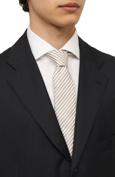 Галстук изо льна и шелка BOSS бежевого цвета по цене 9860 руб., арт. 50490633, фото 2 Галстук изо льна и шелка BOSS, арт. 50490633, фото 2