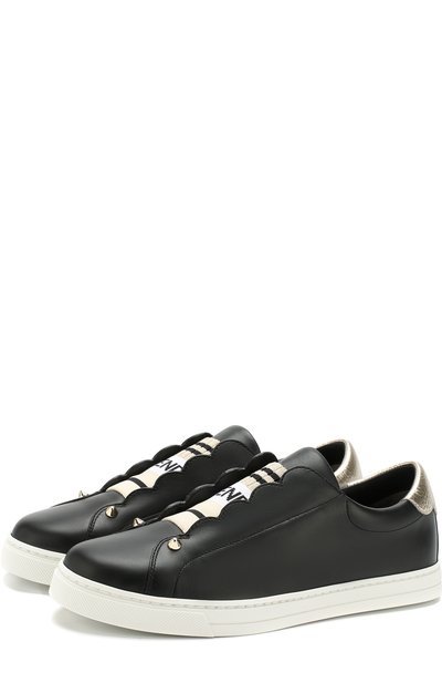 Кожаные кеды с эластичной лентой FENDI черного цвета по цене 40900 руб., арт. 8E6592 A36K, фото 1 Кожаные кеды с эластичной лентой FENDI, арт. 8E6592 A36K, фото 1