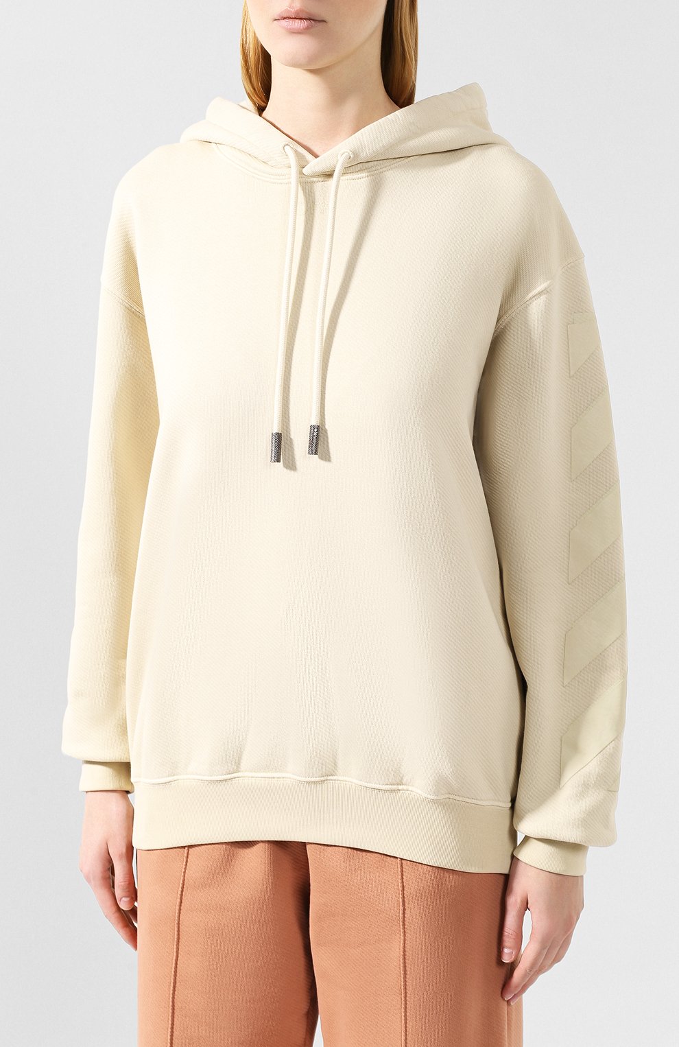 Хлопковое худи OFF-WHITE бежевого цвета по цене 39950 руб., арт. 0WBB032E19F300964747, фото 3 Хлопковое худи OFF-WHITE, арт. 0WBB032E19F300964747, фото 3