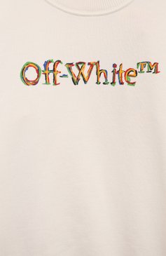 Детский хлопковый свитшот OFF-WHITE молочного цвета, арт. 0BBA001S24FLE004/4-10 | Фото 3 (Рукава: Длинные; Материал сплава: Проставлено; Материал внешний: Хлопок; Драгоценные камни: Проставлено; Мальчики Кросс-КТ: Свитшот-одежда; Ростовка одежда: 4 года | 104 см, 6 лет | 116 см, 8 лет | 128 см, 10 - 11 лет | 140 - 146см)