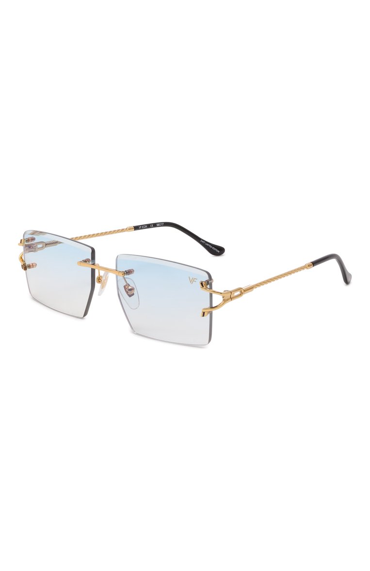 Женские солнцезащитные очки VINTAGE FRAMES голубого цвета, арт. IC0N YELL0W G0LD/SKY BLUE | Фото 1 (Региональные ограничения белый список (Axapta Mercury): Не проставлено; Нос: Не проставлено; Материал: Металл; Тип очков: С/з; Оптика Гендер: оптика-женское; Очки форма: Прямоугольные, Безоправн�ые)