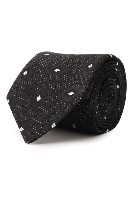Мужской шелковый галстук GIORGIO ARMANI черного цвета, арт. GM000800/TE13675 | Фото 1 (Материал: Шелк, Текстиль; Нос: Не проставлено; Материал сплава: Проставлено)